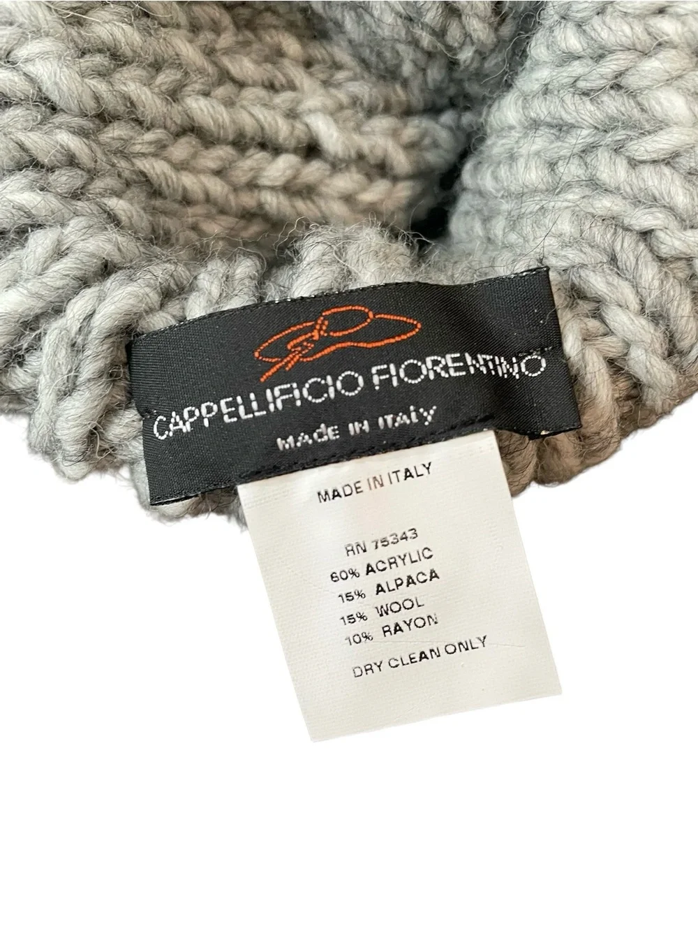 Cappellificio Fiorentino Alpaca Wool Chunky Knit Beanie Gray Made in Italy